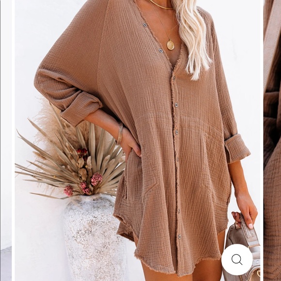 *SOLD* Vici Dolls | Brown button up tunic - Picture 3 of 9